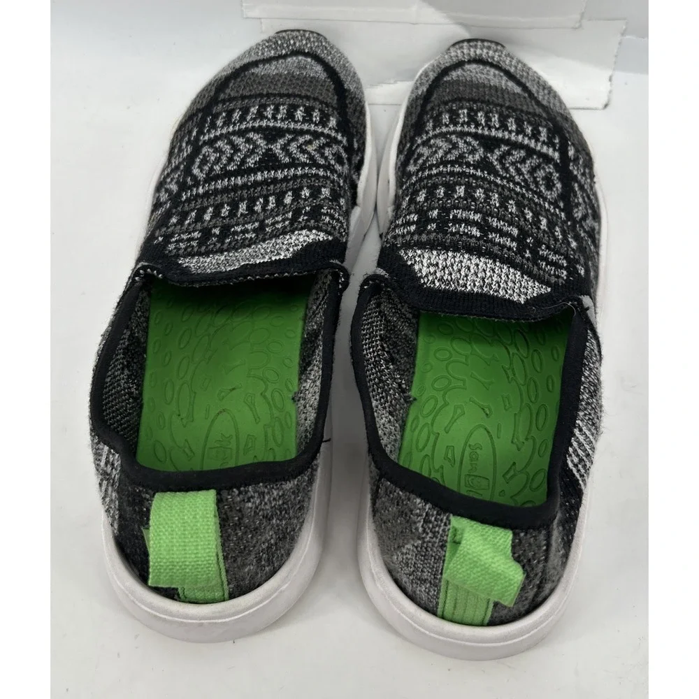 Sanuk China Quest Knit Slip‎ On Shoes Black And Grey Mens Size 8 Women's 9